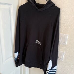 Adidas Black Hoodie with Blue and White Accents